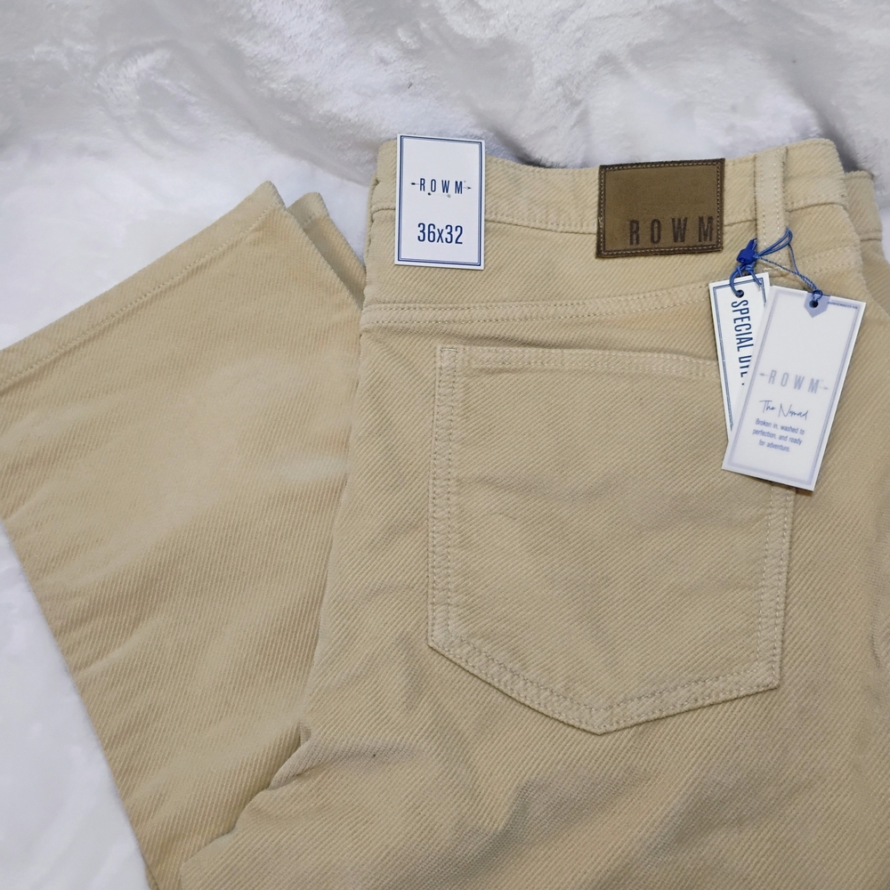 ROWM Beige Corduroy Pants Mens 36x32 NEW NWT Casual Dress Stretch Q